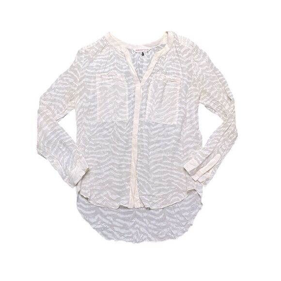 REBECCA TAYLOR Sheer Silk Blend Zebra Print Blouse Cream Size 10 - Picture 1 of 7